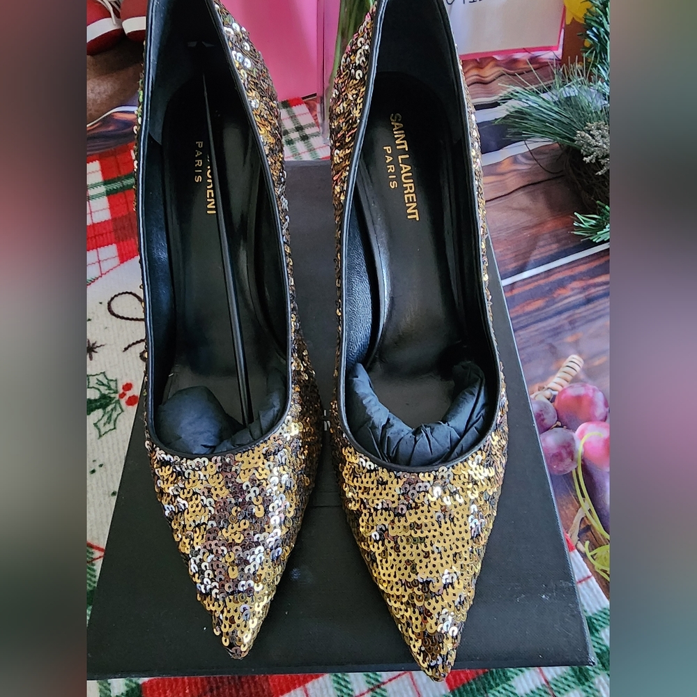 Authentic Saint Laurent Sequin Heels